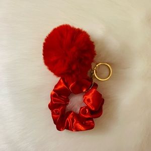 Red Pom Pom with matching srunchie